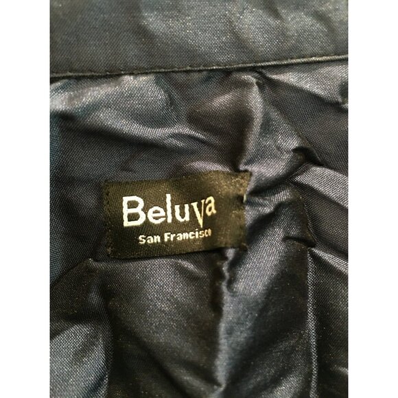 Beluva Women's Collared 3/4 Sleeve High-Low Hem Button Up Shirt Blue Medium - Picture 4 of 9